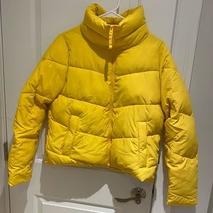Abercrombie mini puffer jacket in yellow